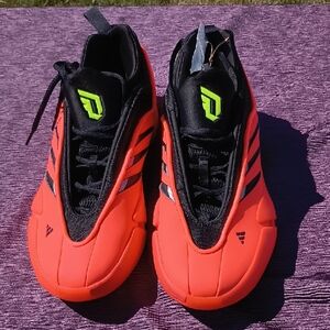 Adidas Neon Red and Black Athletic Sneakers